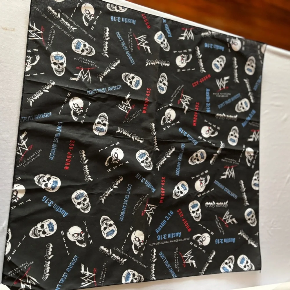 WWF Stone Cold Steve Austin 3:16 Black Skull Print Bandana